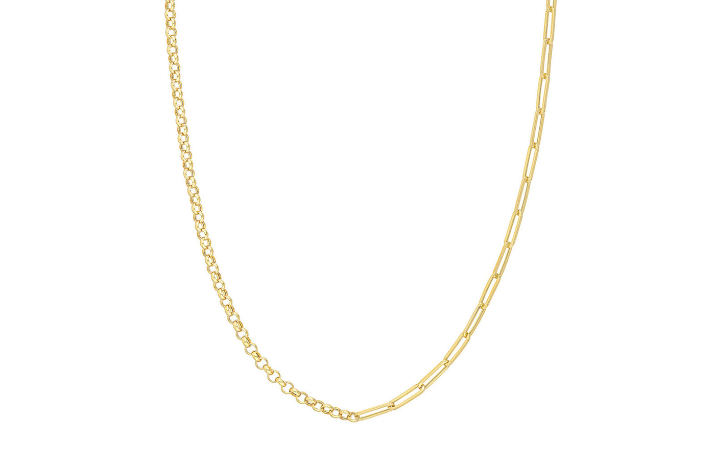 Fine Paperclip and Rolo Chain in Yellow Gold