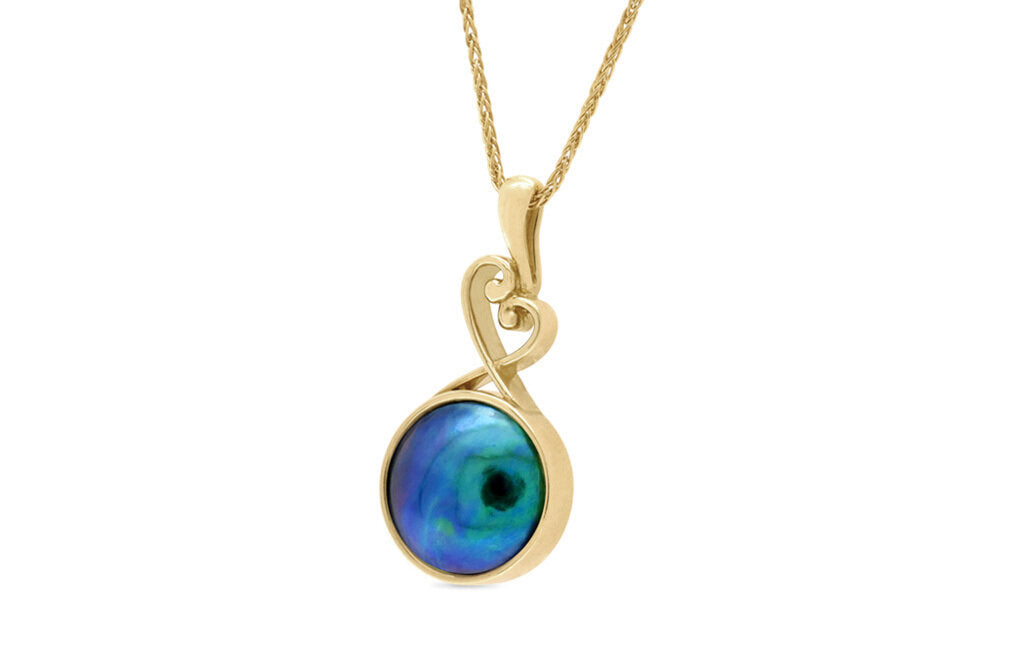 Paua Pearl Koru Style Pendant The Village Goldsmith