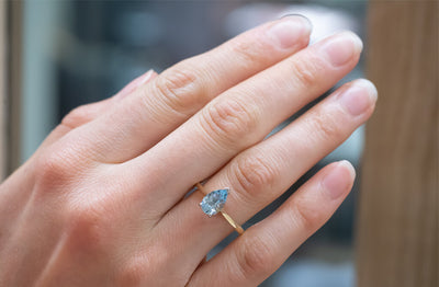 Pear Cut Aquamarine Solitaire Ring