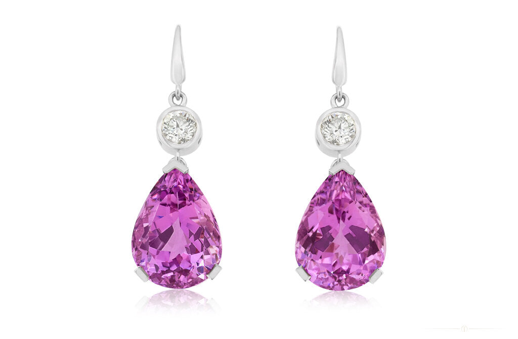 Kunzite and Diamond Earrings