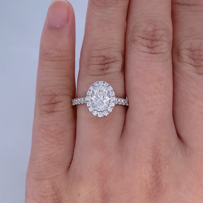 Adorn: Oval Cut Diamond Halo Ring in Platinum | 1.74ctw