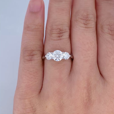 Lotus: Brilliant Cut Diamond Three Stone Ring in Platinum | 1.50ctw