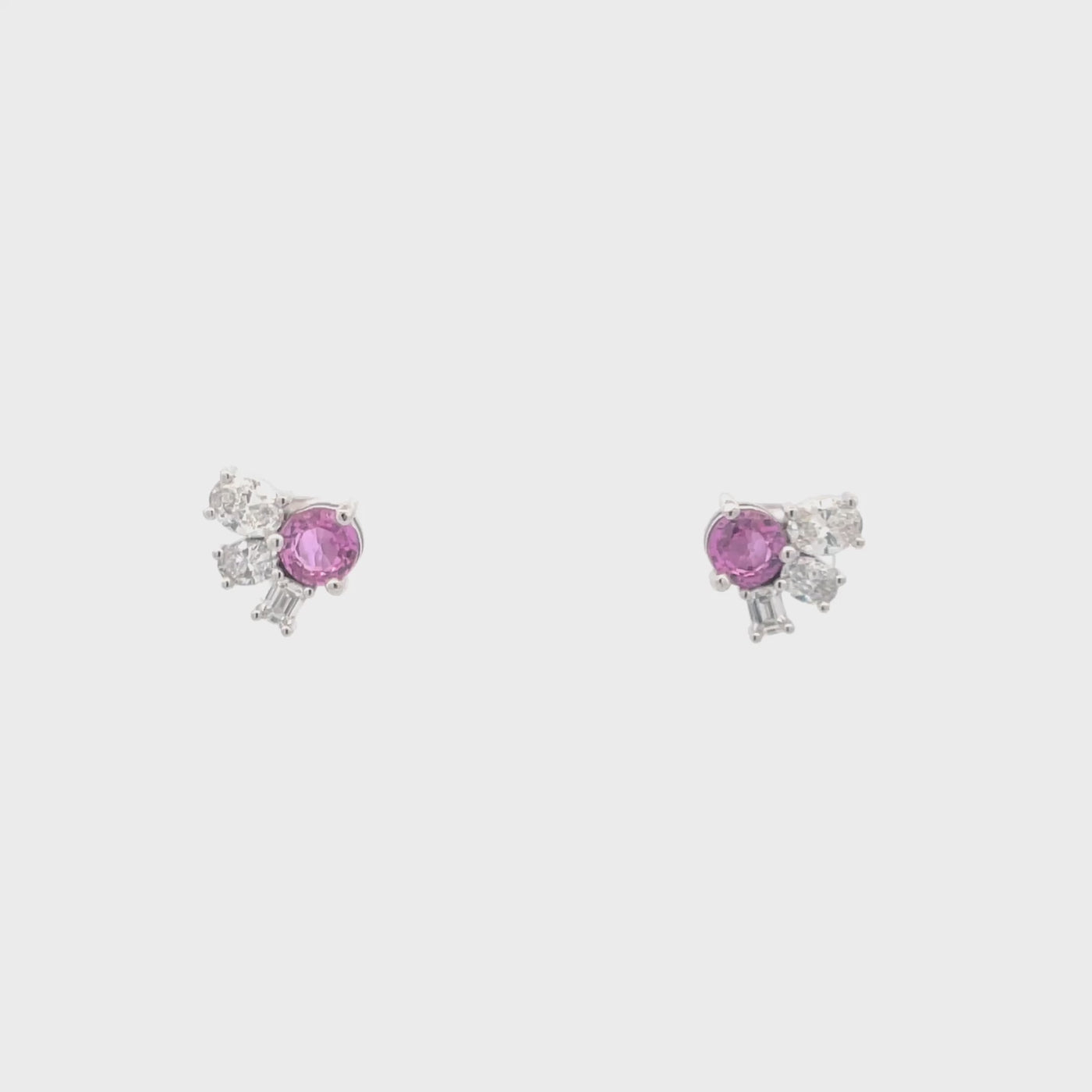 Pink Sapphire and Diamond Stud Earrings in Platinum