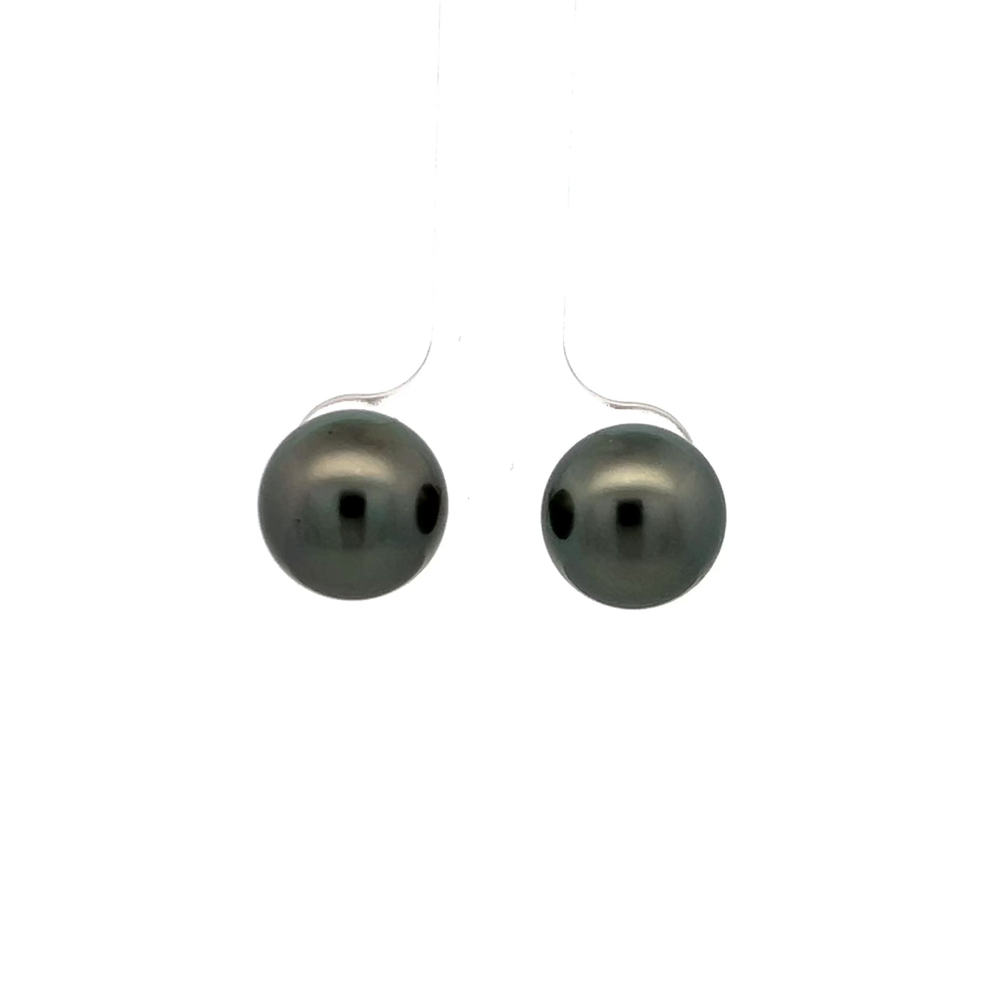 Black Tahitian Pearl Stud Earrings in White Gold
