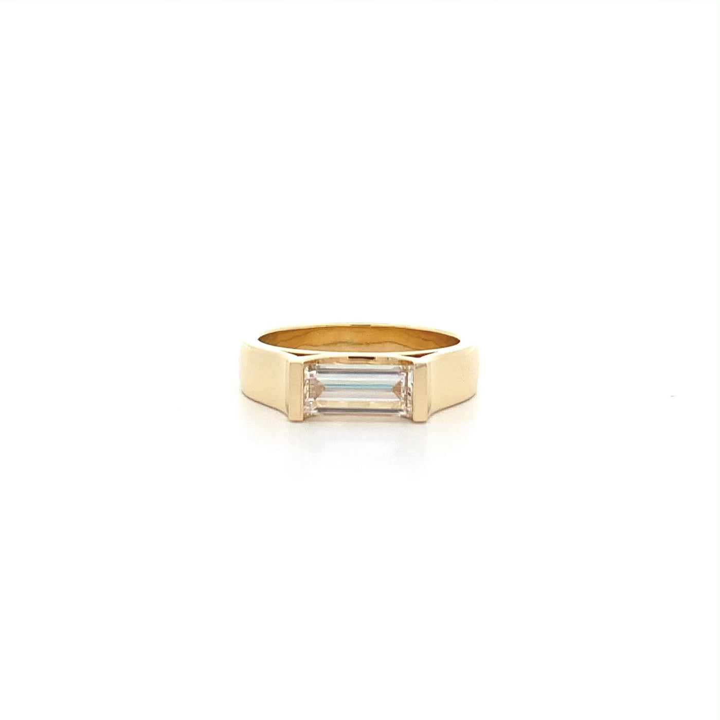 Celeste: Baguette Cut Diamond Solitaire Ring in Yellow Gold | 1.20ct