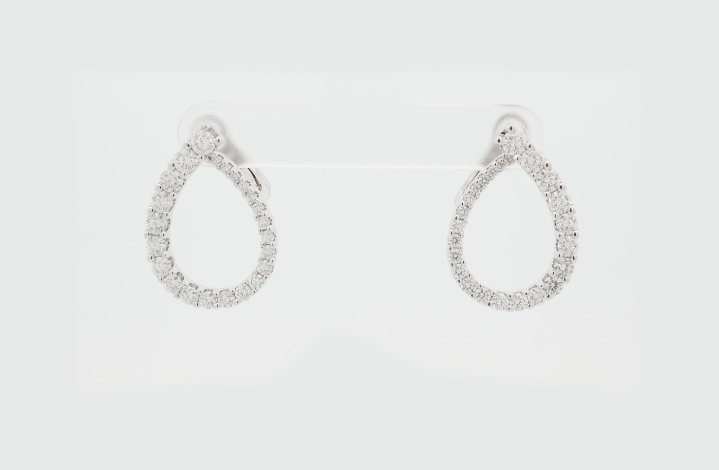 Tapered Diamond Set Loop Earrings in White Gold | 1.91ctw