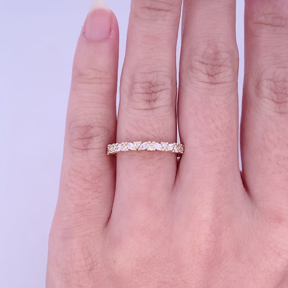 Marquise and Brilliant Cut Diamond Set Ring