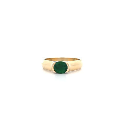 Emerald Half-Bezel Set Solitaire Ring in Yellow Gold | 0.67ct