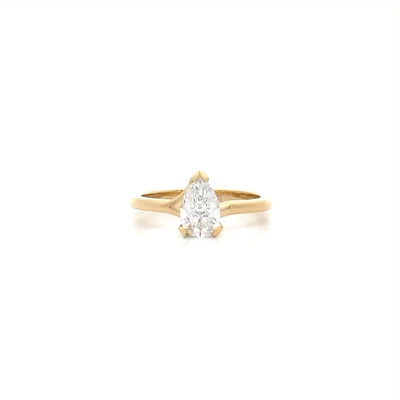 Silhouette: Pear Cut Diamond Solitaire Ring in Yellow Gold | 0.81ct