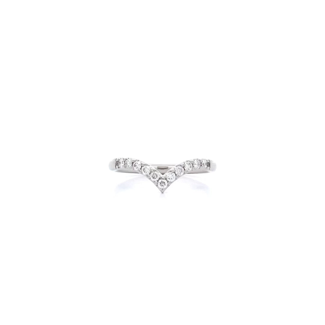 Brilliant Cut Diamond Claw Set 'V' Shaped Ring in Platinum | 0.22ctw
