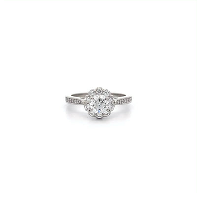 Diamond Scalloped Halo Ring with Diamond Set Band