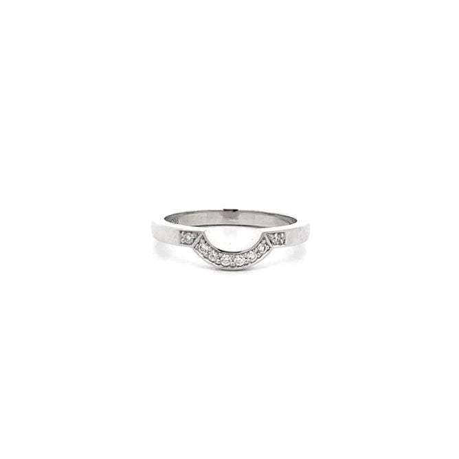 Brilliant Diamond Set U' Shaped Ring in Platinum | 0.10ctw