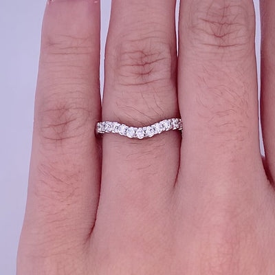 Brilliant Diamond Set Curve Shape Ring