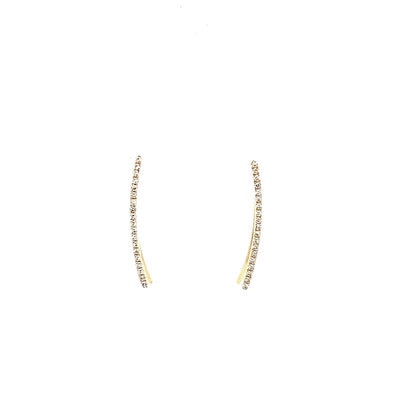 Diamond Set Wave Drop Earrings in Yellow Gold | 0.12ctw