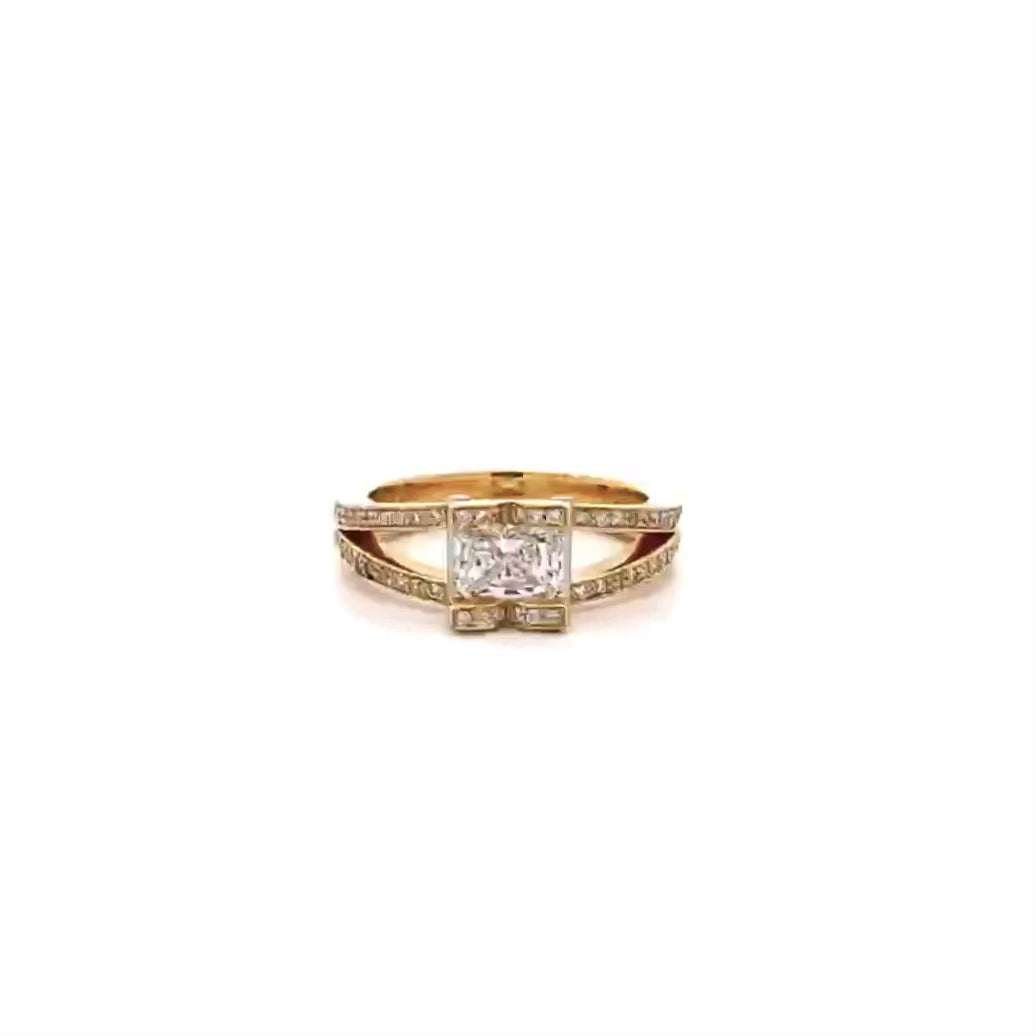 Corin: Radiant Cut Diamond Solitaire Ring in Yellow Gold | 0.99ctw