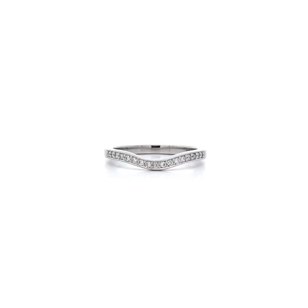 Brilliant Cut Diamond Grain Set Curved Ring in Platinum | 0.13ctw