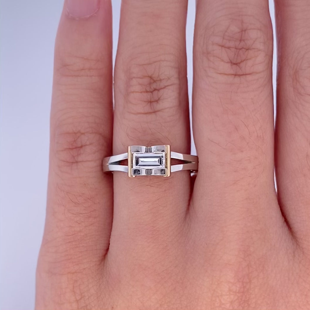 Corin: Baguette Cut Diamond Solitaire Ring in Platinum | 0.31ct