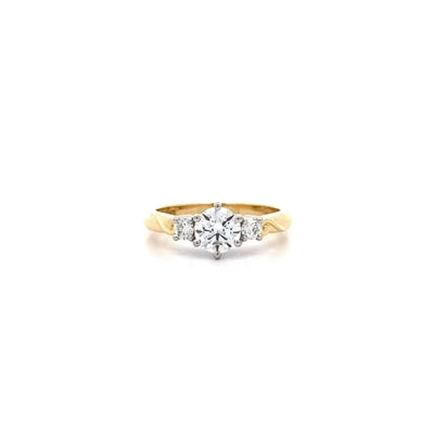 Awa: Brilliant Cut Diamond Three Stone Ring in Yellow Gold | 0.84ctw