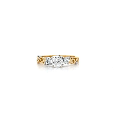 Traces: Brilliant Cut Diamond Three Stone Ring in Yellow Gold | 0.78ctw
