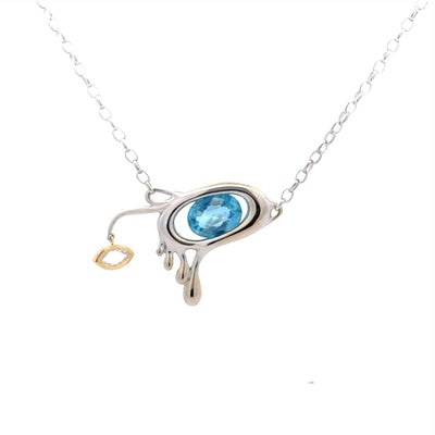 Aqua of my Eye Pendant in White Gold