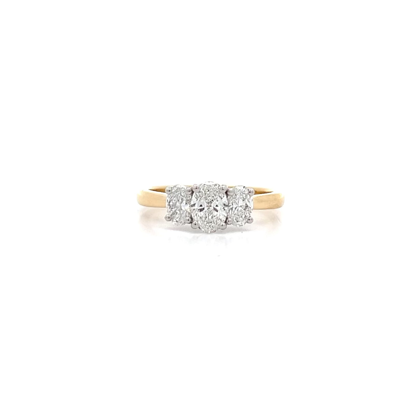 Enchant: Oval Cut Diamond Three Stone Ring in Yellow Gold | 1.11ctw