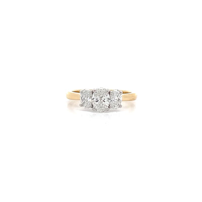 Enchant: Oval Cut Diamond Three Stone Ring in Yellow Gold | 1.11ctw