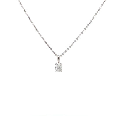 Oval Cut Diamond Solitaire Pendant in 18ct White Gold | 0.42ct | G colour | VS clarity