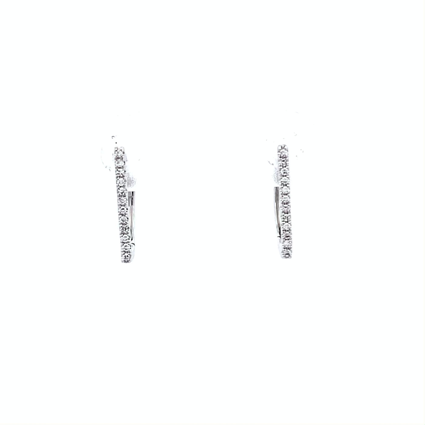 Brilliant Cut Diamond Set Bar Huggie Earrings in White Gold | 0.06ctw