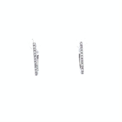 Brilliant Cut Diamond Set Bar Huggie Earrings in White Gold | 0.06ctw