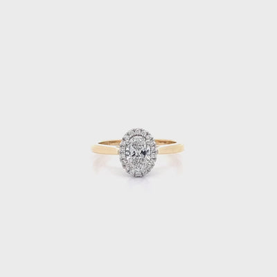 Luminous: Oval Cut Diamond Halo Ring in Yellow Gold | 0.68ctw