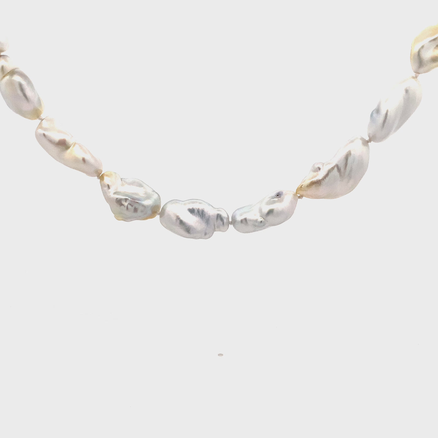 White Keshi Pearl Strand Necklace in Yellow Gold