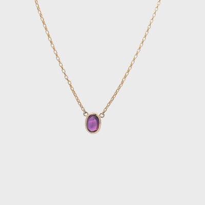 Cabochon Cut Purple Sapphire Necklace in Yellow Gold | 1.55ct
