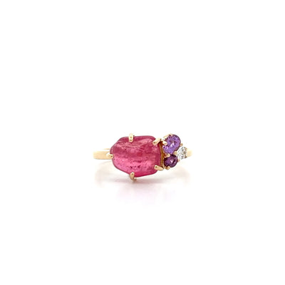Fuchsia: Gemstone Cluster Ring in Yellow Gold | 3.89ctw
