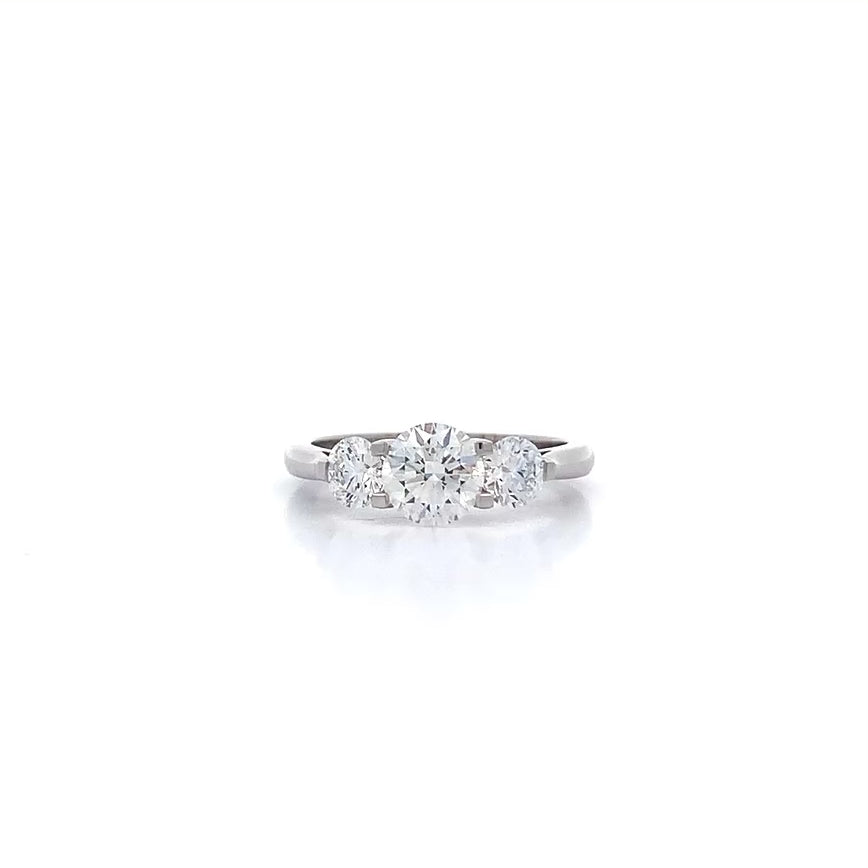 Lotus: Brilliant Cut Diamond Three Stone Ring in Platinum | 1.50ctw