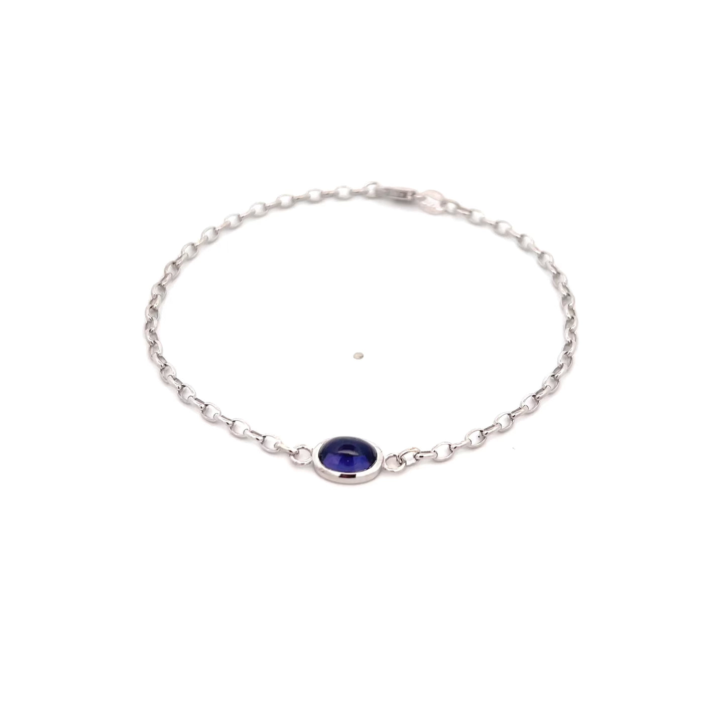 Cabochon Cut Purple Sapphire Belcher Bracelet in White Gold | 1.88ct