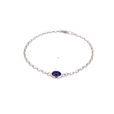 Cabochon Cut Purple Sapphire Belcher Bracelet in White Gold | 1.88ct