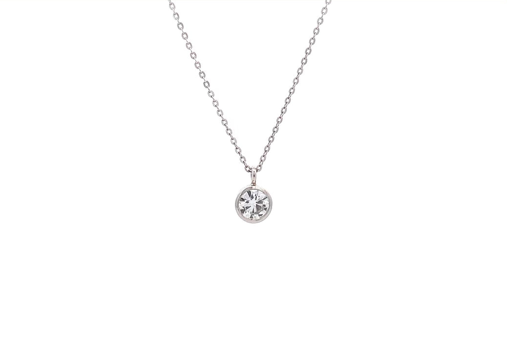 Bezel Set Brilliant Diamond Solitaire Pendant in Platinum | 0.62ct G VS2