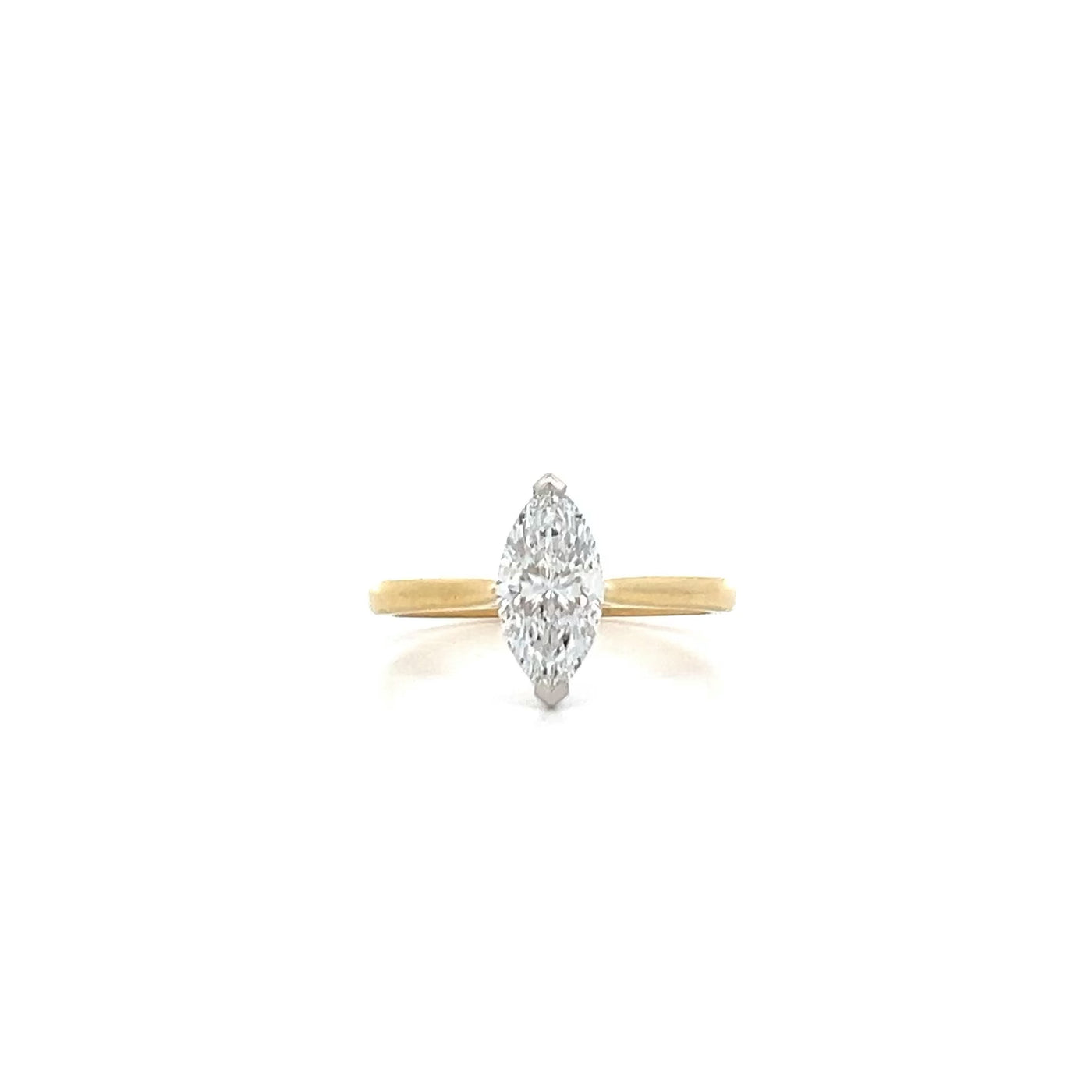Alice: Marquise Cut Diamond Solitaire Ring in Yellow Gold | 1.21ct D VVS1
