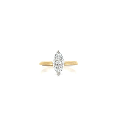 Alice: Marquise Cut Diamond Solitaire Ring in Yellow Gold | 1.21ct D VVS1
