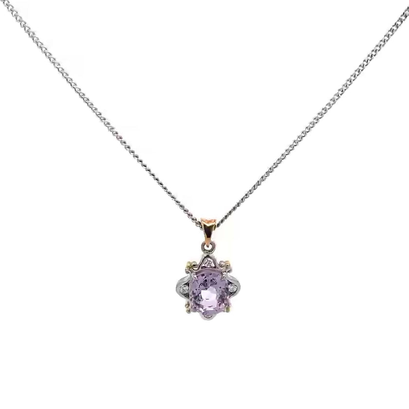 Méduse: Spinel and Diamond Halo Pendant in Rose and White Gold