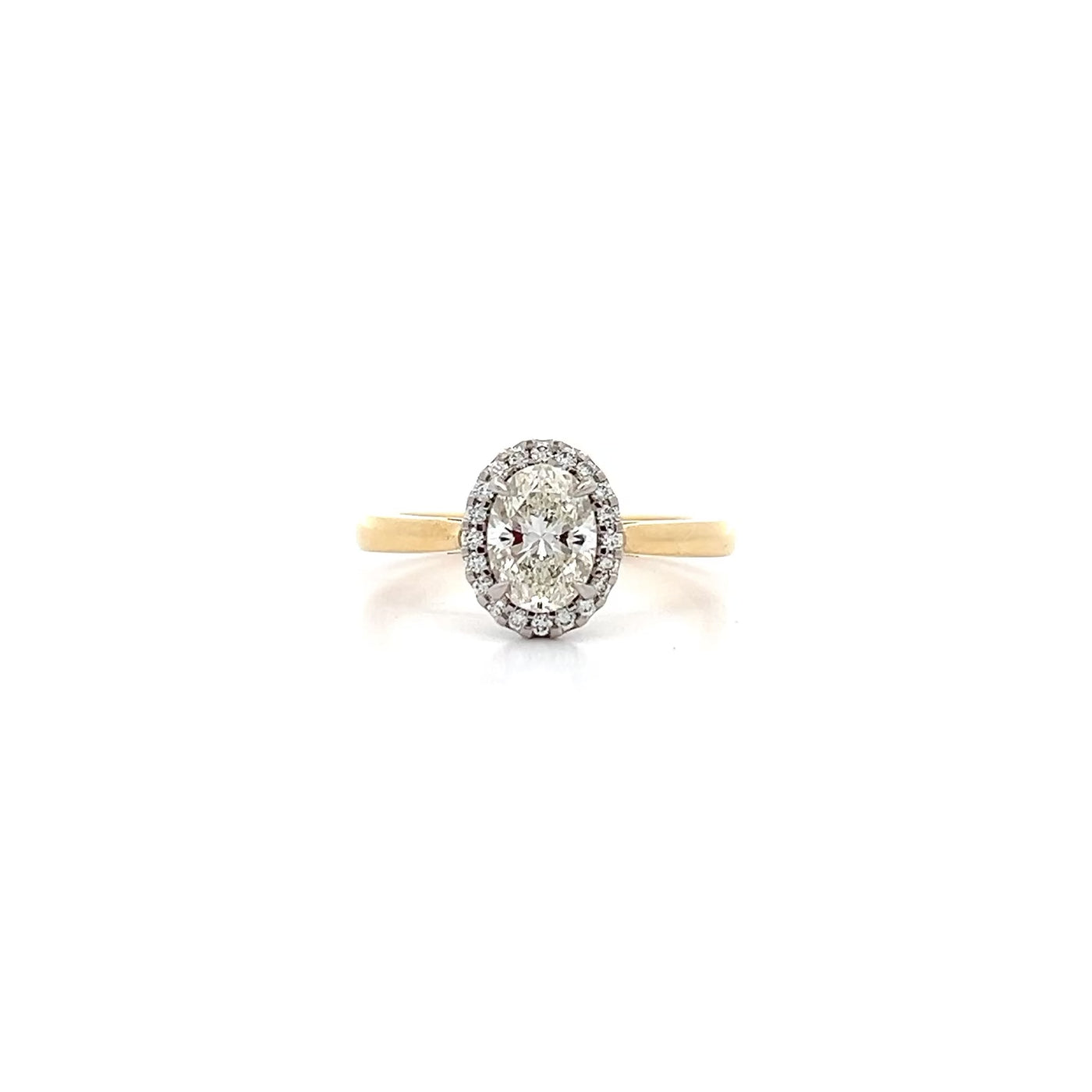 Luminous: Oval Cut Diamond Halo Ring in Yellow Gold | 1.02ctw
