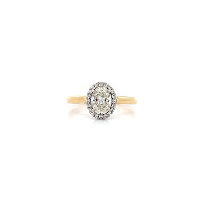 Luminous: Oval Cut Diamond Halo Ring in Yellow Gold | 1.02ctw