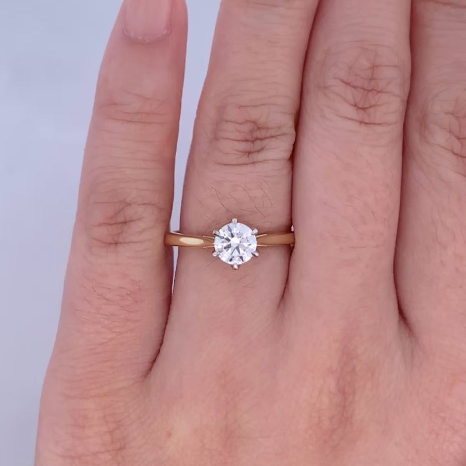 Jolie: Brilliant Cut Diamond Solitaire Ring in Yellow Gold | 0.70ct H SI2