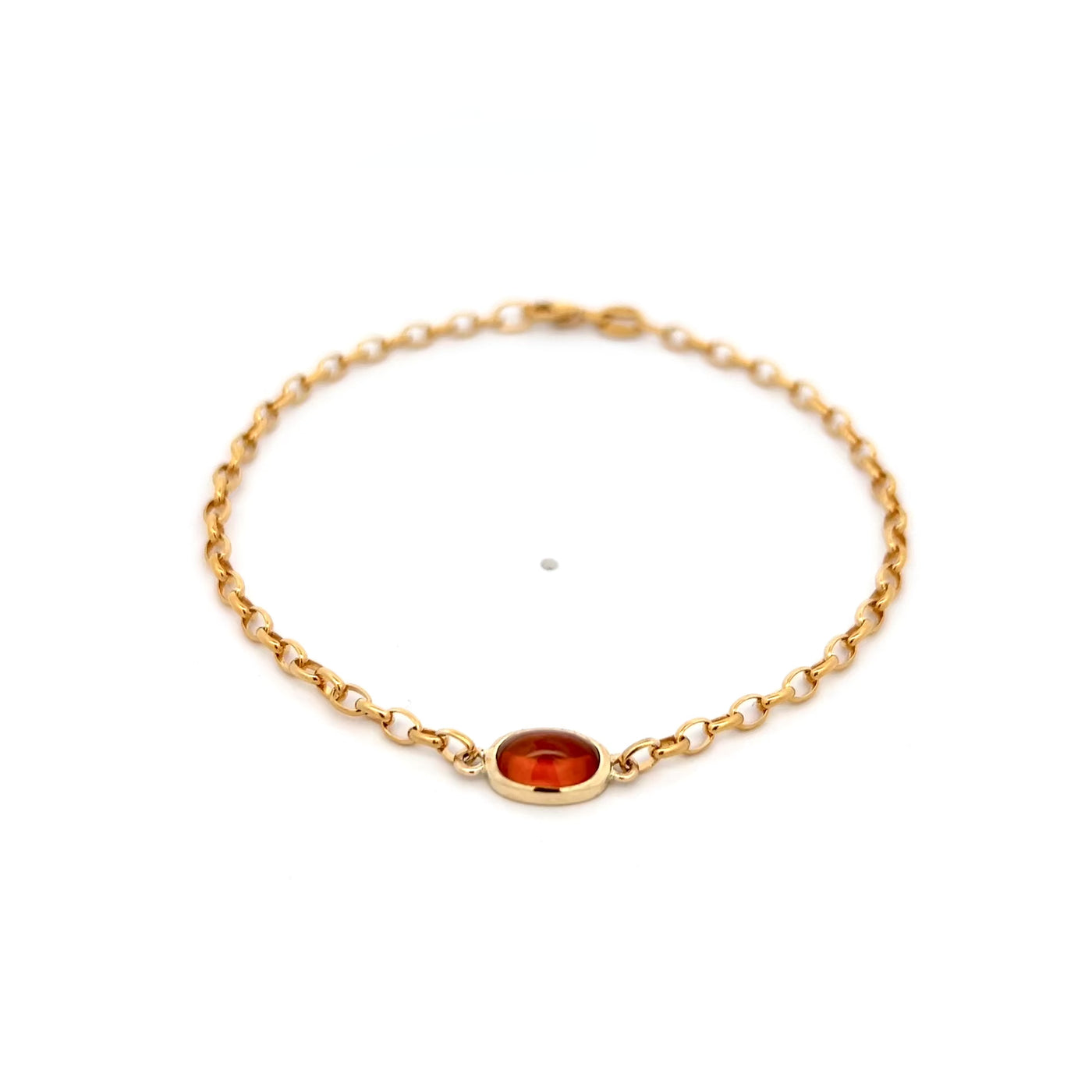Cabochon Cut Orange Sapphire Belcher Bracelet in Yellow Gold | 1.43ct