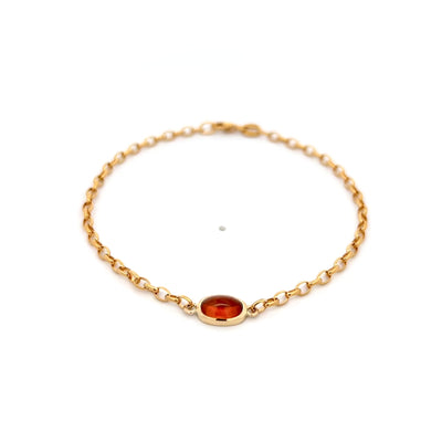 Cabochon Cut Orange Sapphire Belcher Bracelet in Yellow Gold | 1.43ct