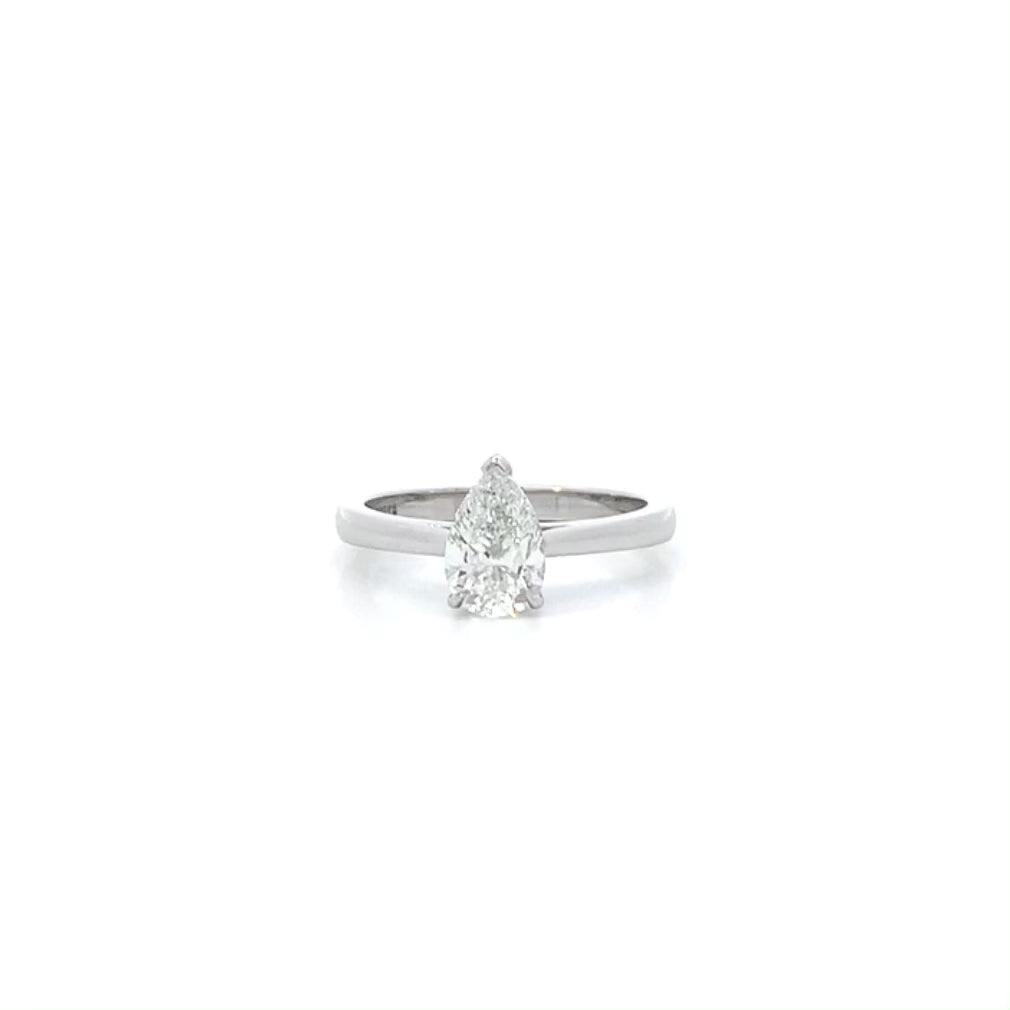 Alice: Pear Cut Diamond Solitaire Ring in Platinum | 1.01ct G VS2