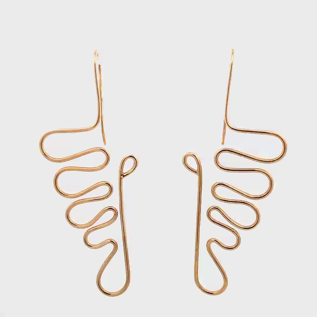 Contemporary Handmade Twirl Earrings in Gold