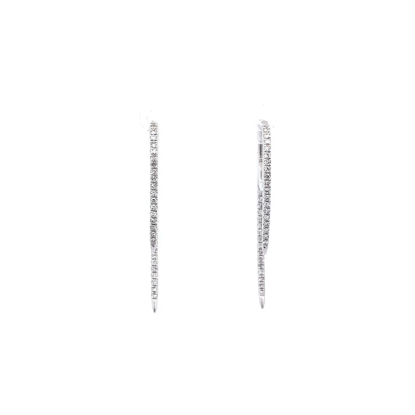 Diamond Set Huggie Drape Earrings in White Gold | 0.21ctw