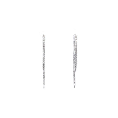 Diamond Set Huggie Drape Earrings in White Gold | 0.21ctw