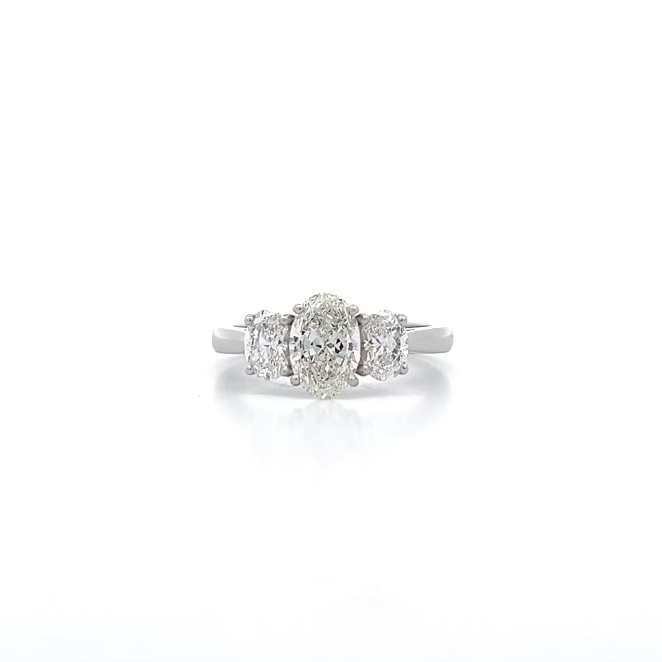 Harmony: Oval Cut Diamond Three Stone Ring in Platinum | 1.52ctw